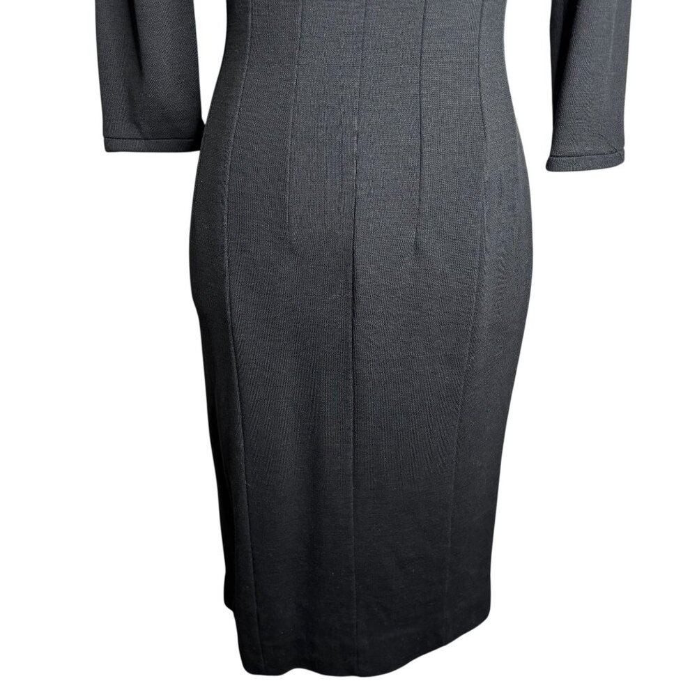 Vintage 60s Betty Barclay Pencil Dress S Black Wiggle Midi Zipper Union Made - Picture 3 of 11